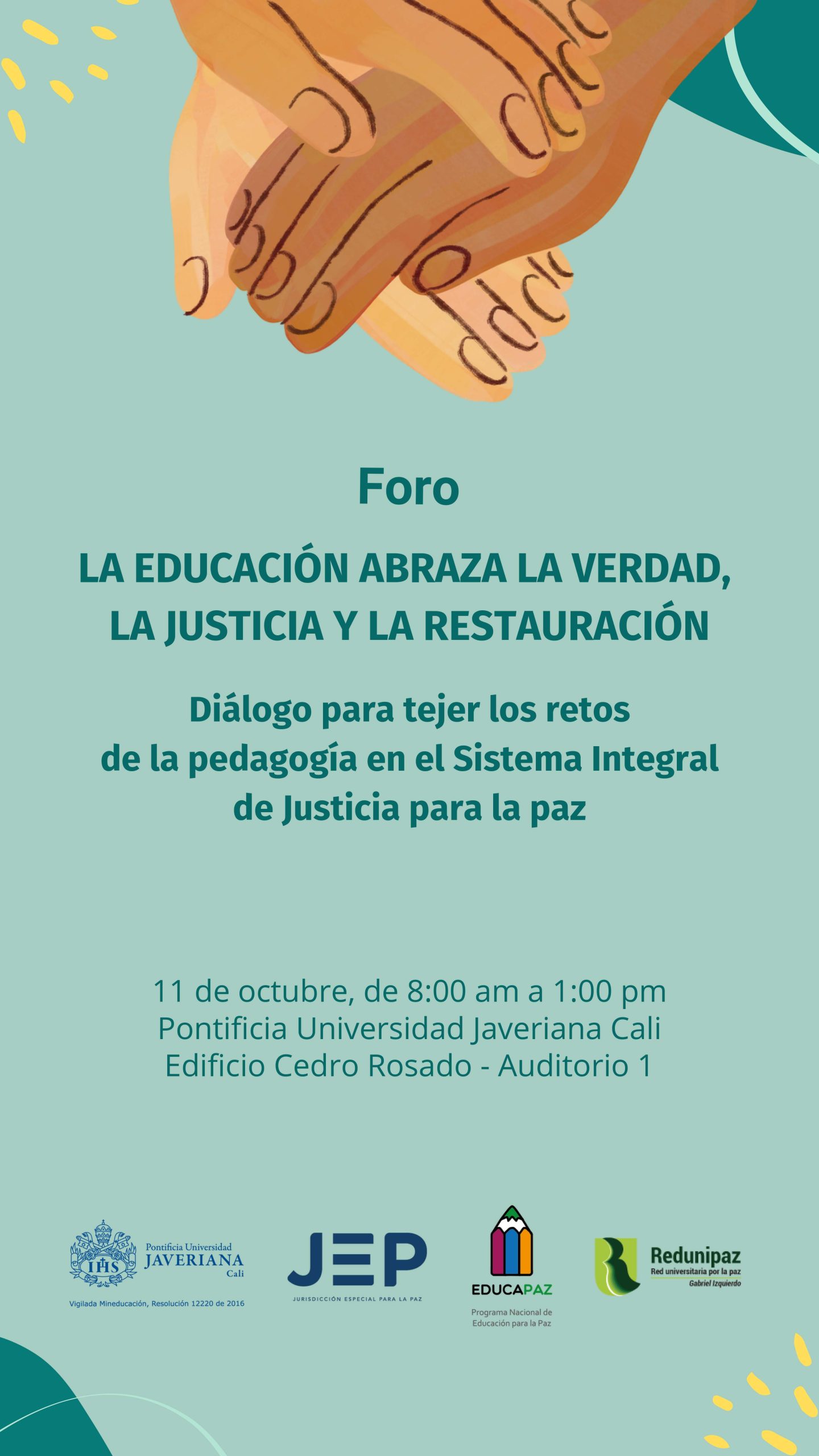 FORO LA EDUCACIÓN ABRAZA LA VERDAD LA JUSTICIA Y LA RESTAURACIÓN